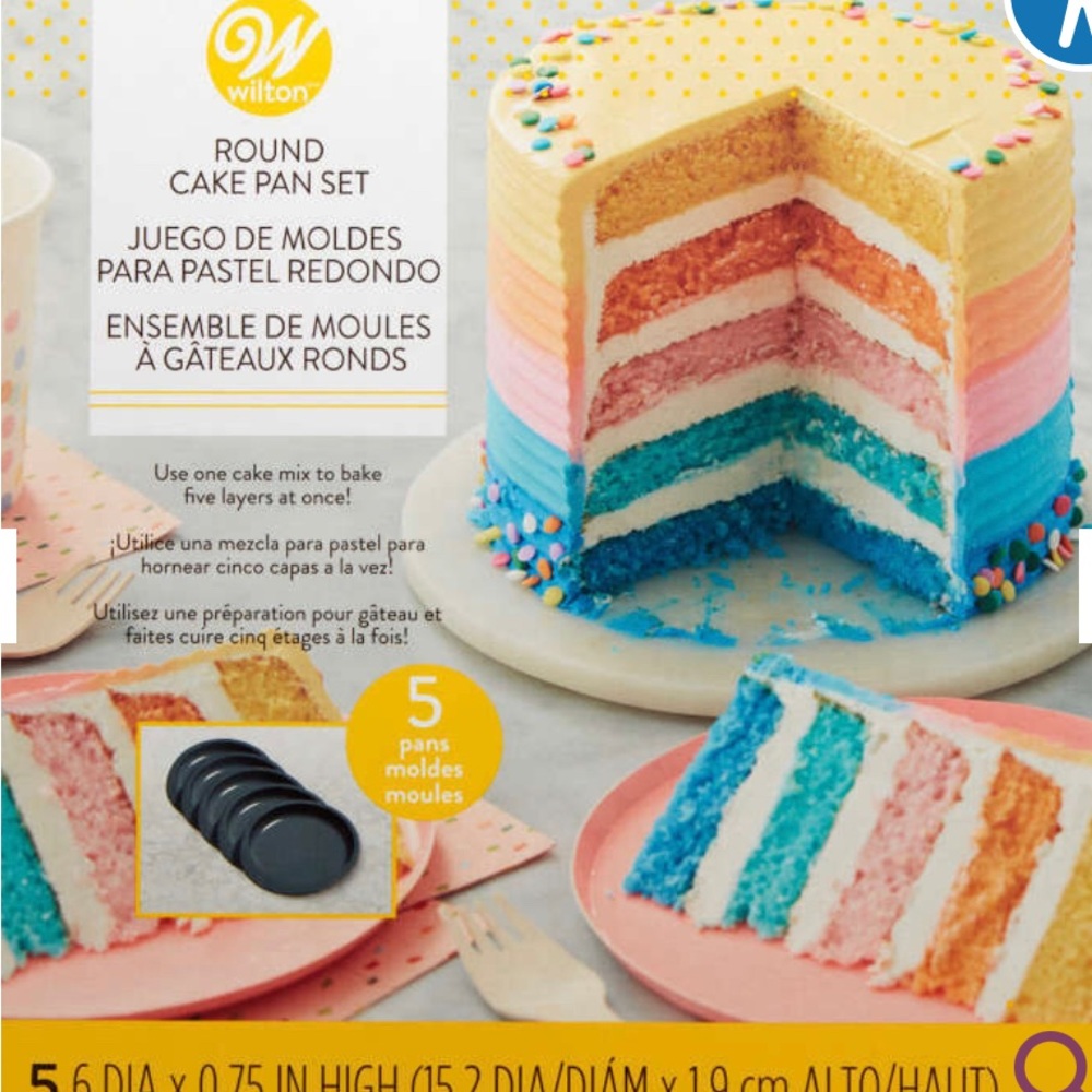Wilton Easy Layers 5-Piece Layer Cake Pan Set, 6-Inch, Steel